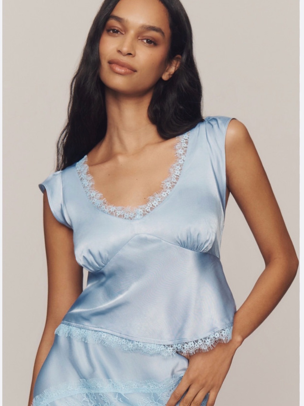 Anthropologie Silky Lace Appliqué Tie-Back Top Size M